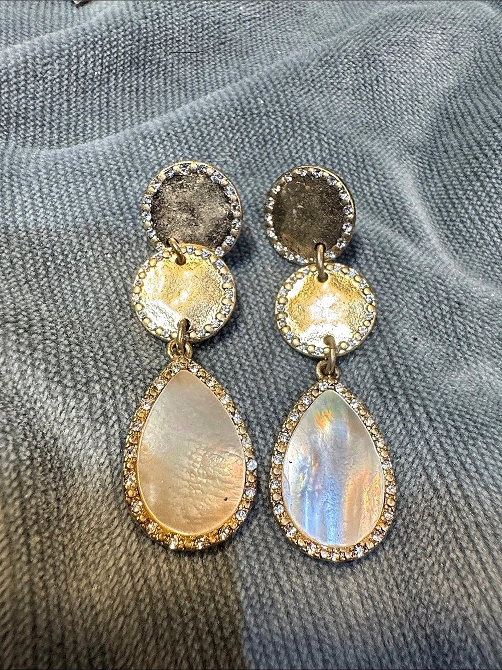Gold & White Drop Earrings